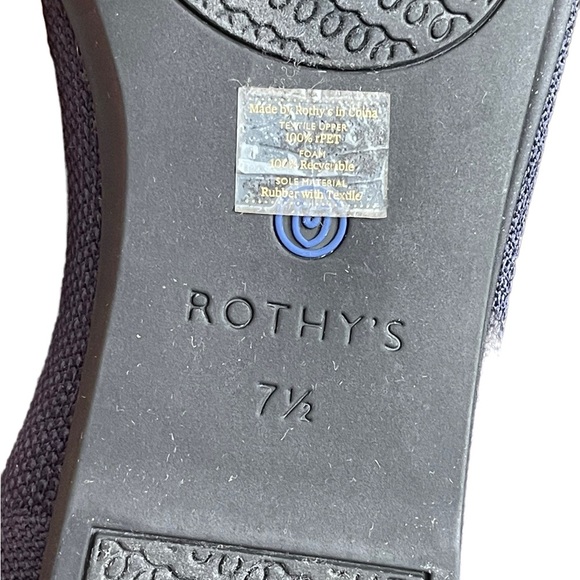 ROTHYS navy blue round toe women flats size W7 1/2 - Picture 9 of 10